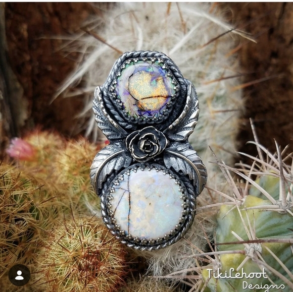 tiki le hoot Jewelry - Artisan Handmade Monarch opal ring Size 7.5 OOAK Rare HTF